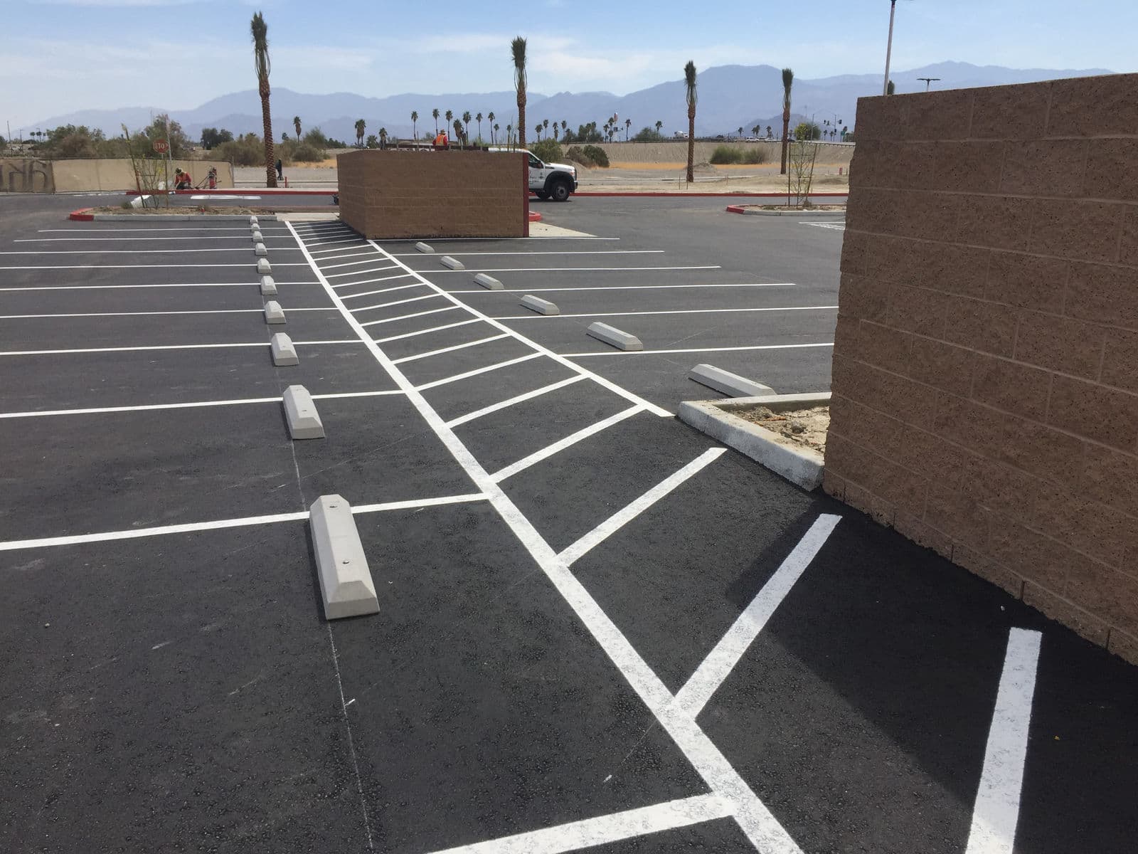 Freshly striped parking lot